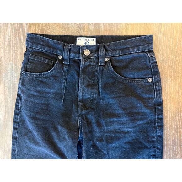 FREE PEOPLE We The Free A New Day Mid Rise Straight Leg Black Denim Jean 25 - Picture 3 of 10